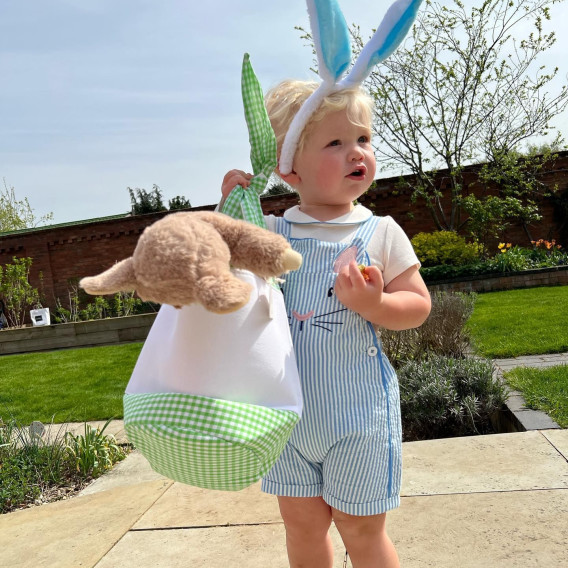 Mini Boden Girls Easter Spring Ice Blue Bunny Large Appliqué